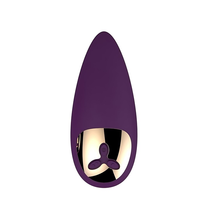 Hordozható vibrátor, Bezlya, élelmiszer minőségű szilikon, 12 vibrációs mód, USB újratölthető, lila, 8cm