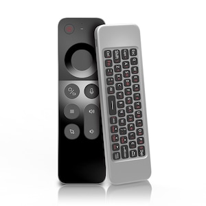 Telecomanda smart cu tastatura full qwerty, Air Mouse, BOMSTOM, 2.4G, Slim, pentru Android TV, PC, Mac, Proiector, TV box, ABS, Negru/argintiu
