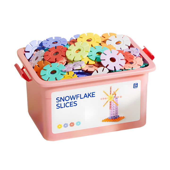 Set de constructie fulg de nea, educativ, multicolor, 200 piese