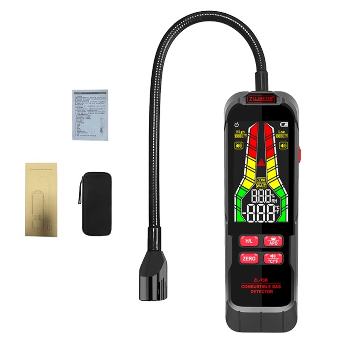 Detector gaz WALALLA, 50-10000ppm, reincarcabil, alarma sonora, lanterna LED