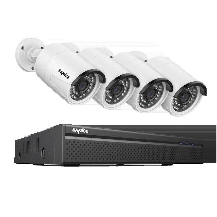 Kit Supraveghere ZOSI 8 camere, 1080p, design rezistent la intemperii, 18m cablu