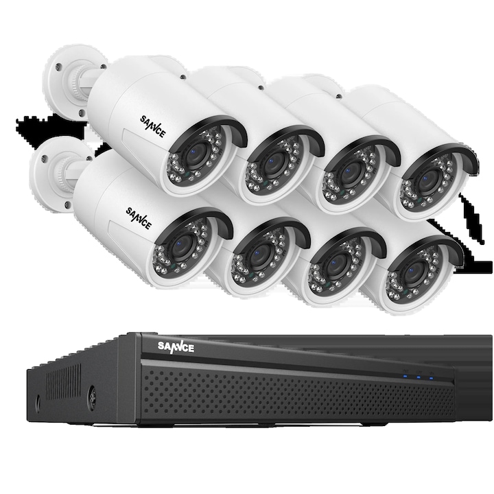 Sistem de camere de securitate SANNCE, rezolutie 5 MP, stocare 4 TB, 4 bucati 2 TB