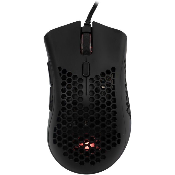 Mouse Gaming cu fir Barracuda CORAL, 12.800 DPI, 1.000Hz, 100IPS, 20G, Chipset INSTANT 825, Switch-uri HUANO, Butoane Programabile, RGB LED, Cablu braided 1,5m, 105g, Negru