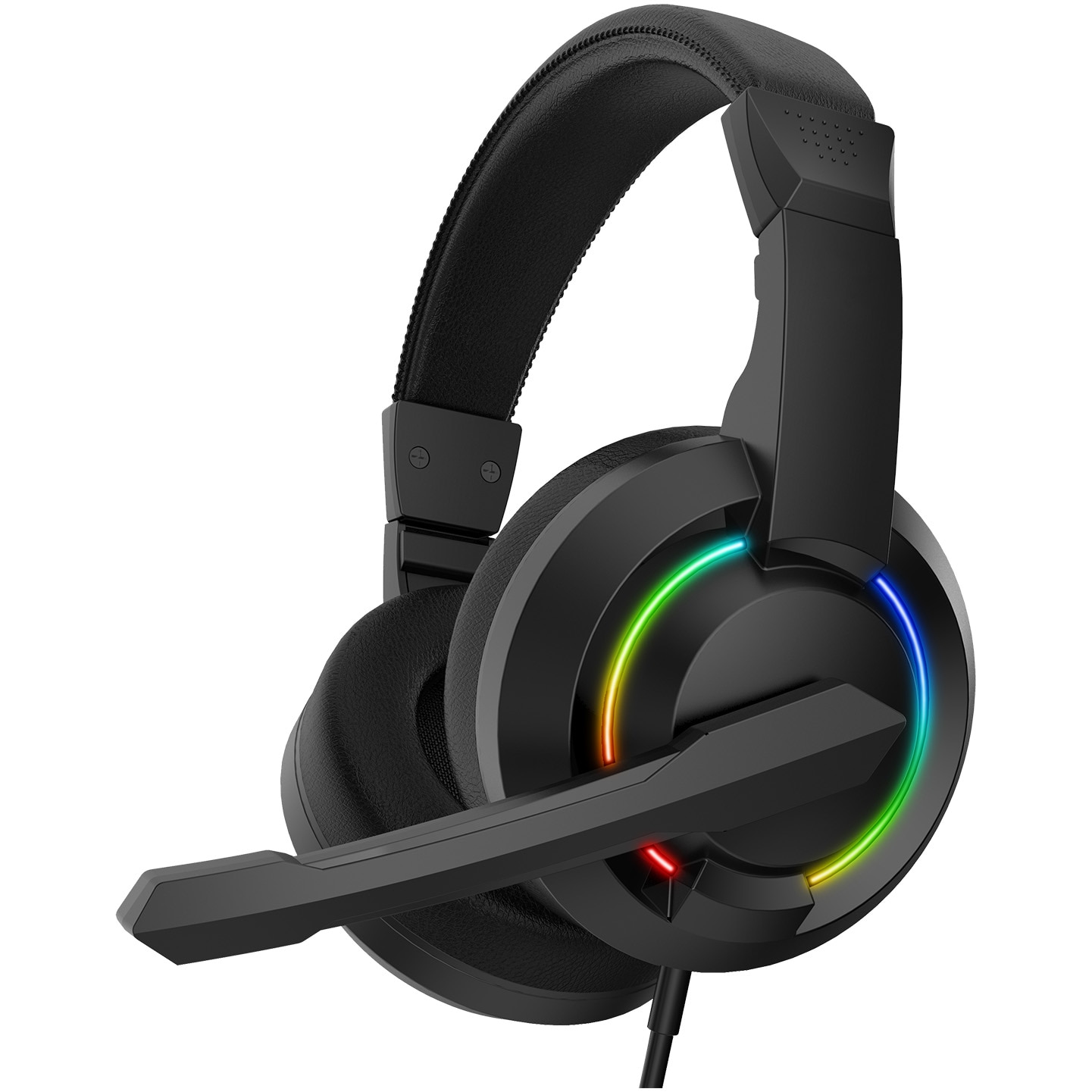 Casti Gaming Barracuda HYDRA, Over the Ear, Microfon, RGB LED, Control Volum pe fir, Cablu 2m, 2 x Jack 3,5mm + USB (doar pentru iluminare), Compatibilitate PC, Negru