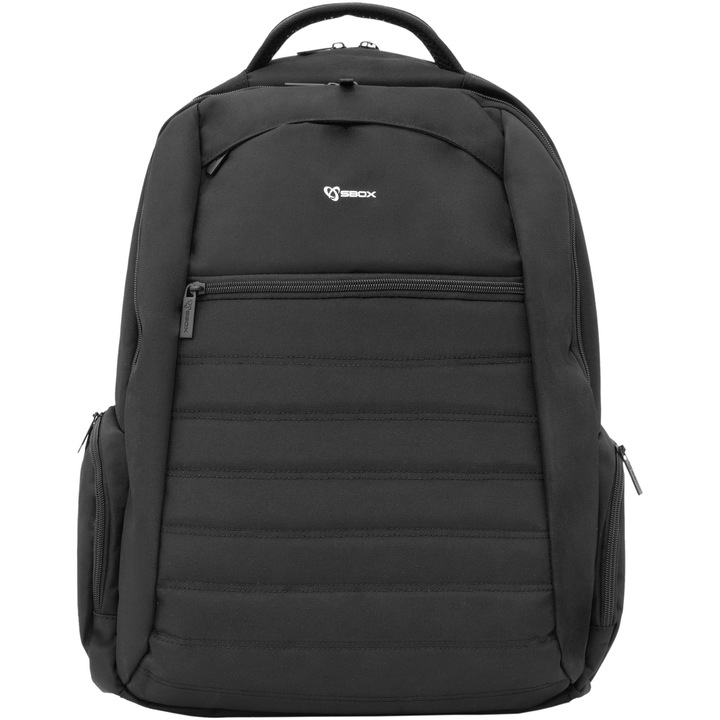 Sbox TEXAS laptop hátizsák, Laptop rekesz max. 17,3", párnázott hát- és vállpántok, oldalzsebek, vízálló, 50 x 37 x 12 cm, fekete