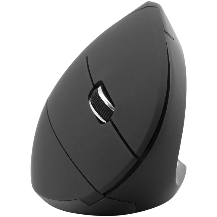 Мишка Sbox VM-065, 1600DPI, Вертикална, Безжична, 6D оптичен сензор, 2.4Ghz Nano Dongle, 6 бутона, 89 гр., Rubber Coating, Черен