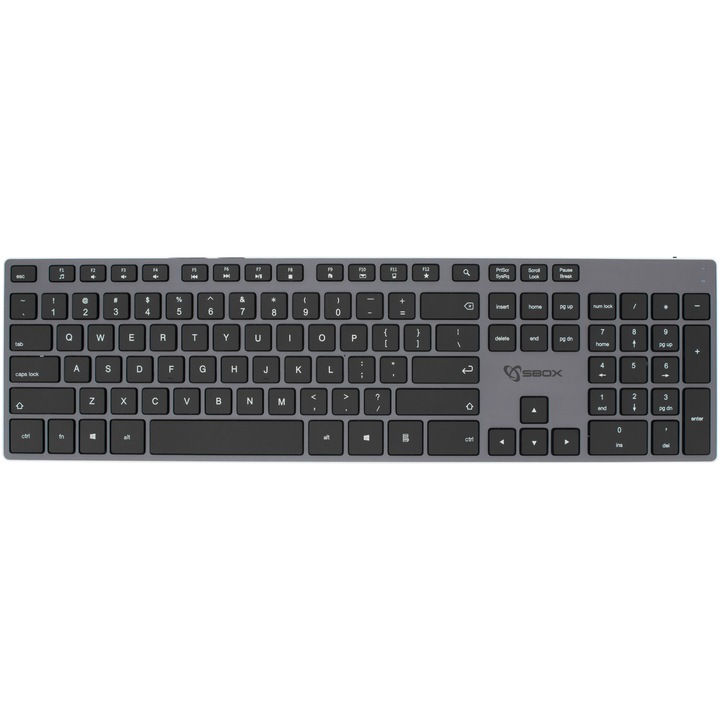 Tastatura Wireless Sbox WK-131, QWERTY US Layout, 106 Taste, USB A receiver, Alimentare Type C, Aluminiu, Gri