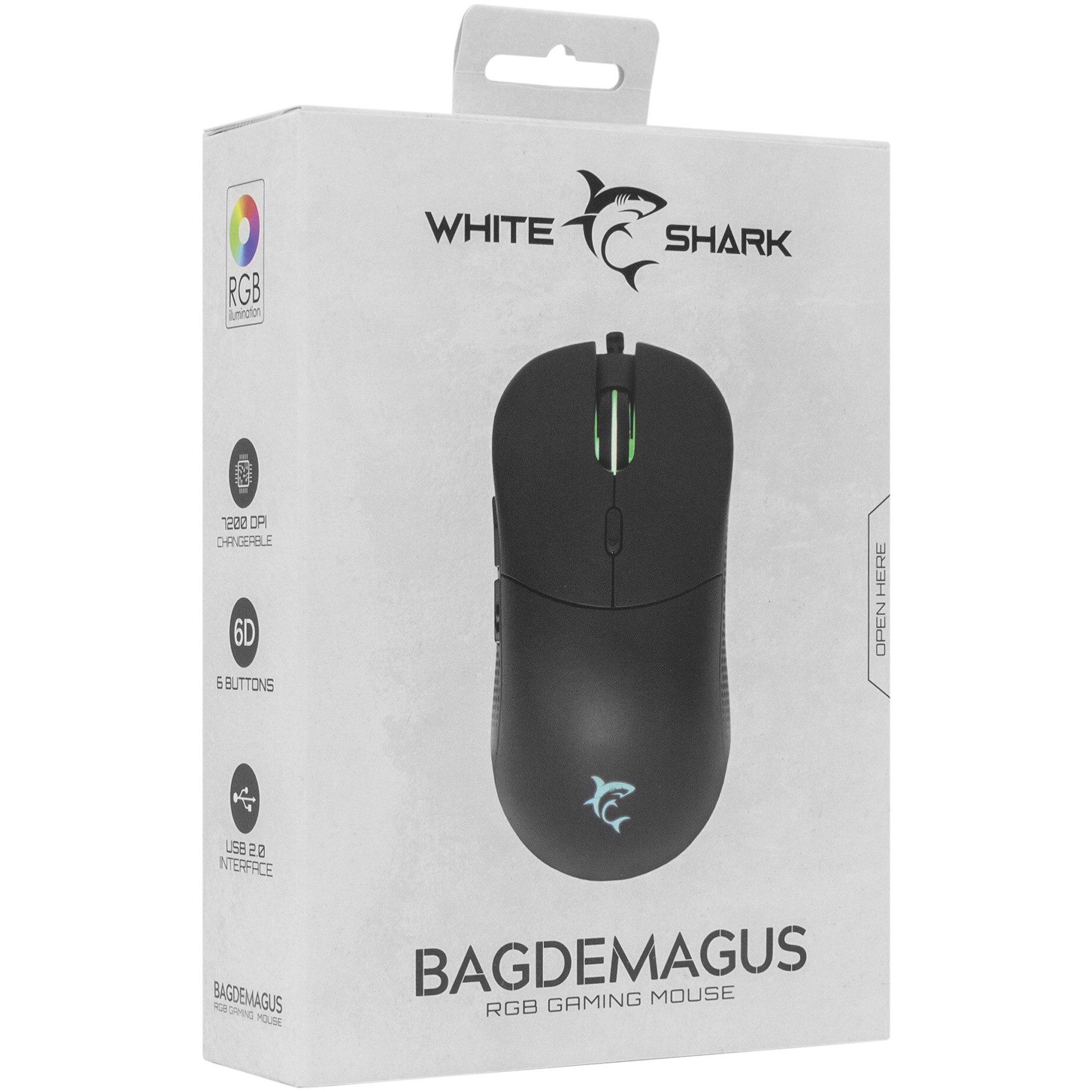 Mouse Gaming cu fir White Shark BAGDEMAGUS, 7.200 DPI, 1.000Hz, 60IPS ...