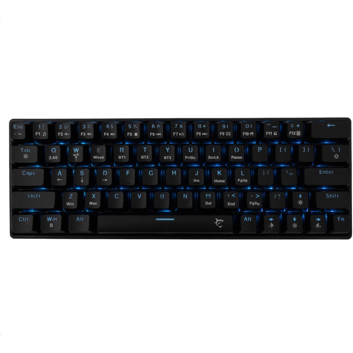 Геймърска клавиатура WHITE SHARK KAIKEN, GK-003111 Bluetooth, WiFi, механична, червени клавиши, чернa