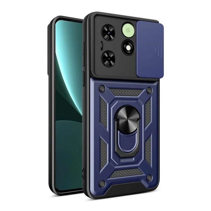 Gigapack defender szilikon mobiltelefon tok, ütésállóság, tartógyűrű, kameravédő, sötétkék, kompatibilis: Tecno Spark Go 2024 4G / Spark 20C 4G / Spark 20 4G