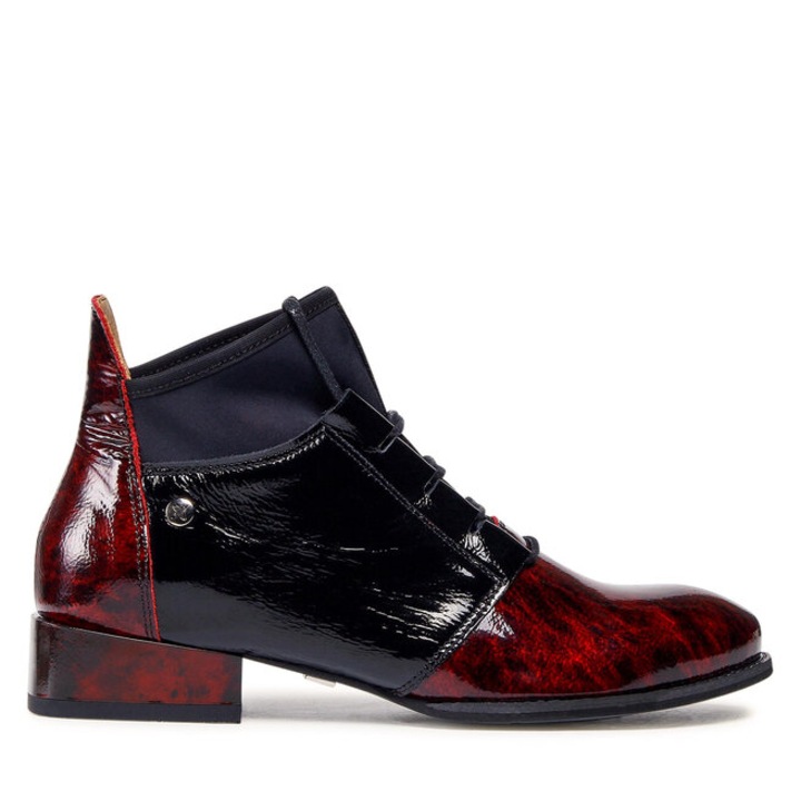 Ghete dama Maciejka, 300168905, Piele naturala/Textil, Visiniu/Negru