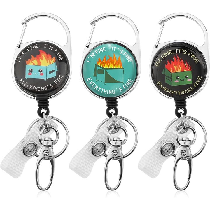 Set 3 Clips ecuson retractabil, JENUOS, design cos de gunoi, multicolor, 55cm