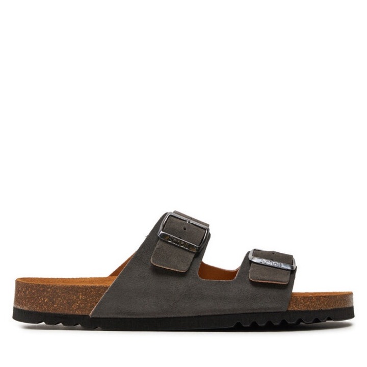 Papuci barbati Scholl, 304142963, Piele intoarsa, Gri, Gri