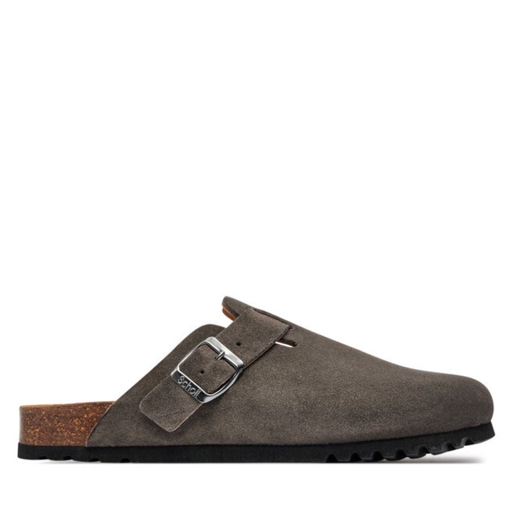 Papuci barbati Scholl, 304142697, Piele intoarsa, Gri, Gri