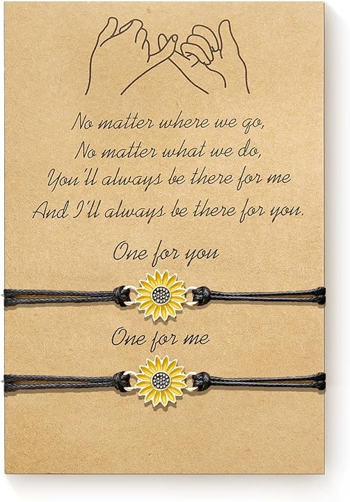 Bratari prietenie, floarea-soarelui, negru, ajustabile