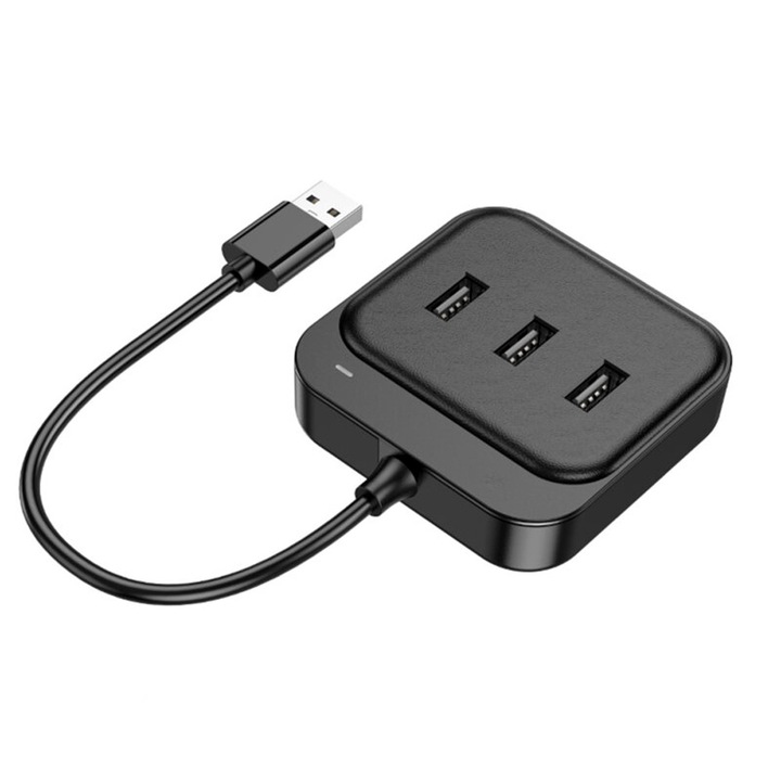 Adaptor QuickConnect 4in1, 0.2m, USB to 1x RJ45, 3x USB2.0, Gigabit Ethernet, Docking Station, Compatibil cu Laptop, Tableta si Smartphone, Negru
