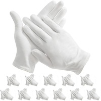 Manusi protectia muncii, bumbac, albe, XL, set 12 perechi，LittleNewYX™
