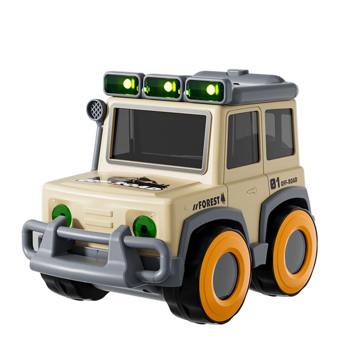 Jucarie Multifunctionala 4-in-1 Vehicul Off-Road cu Telescop, Busola, Lumina, Compartiment de Depozitare, Material ABS Ecologic, 9.5x11.5x13.5cm