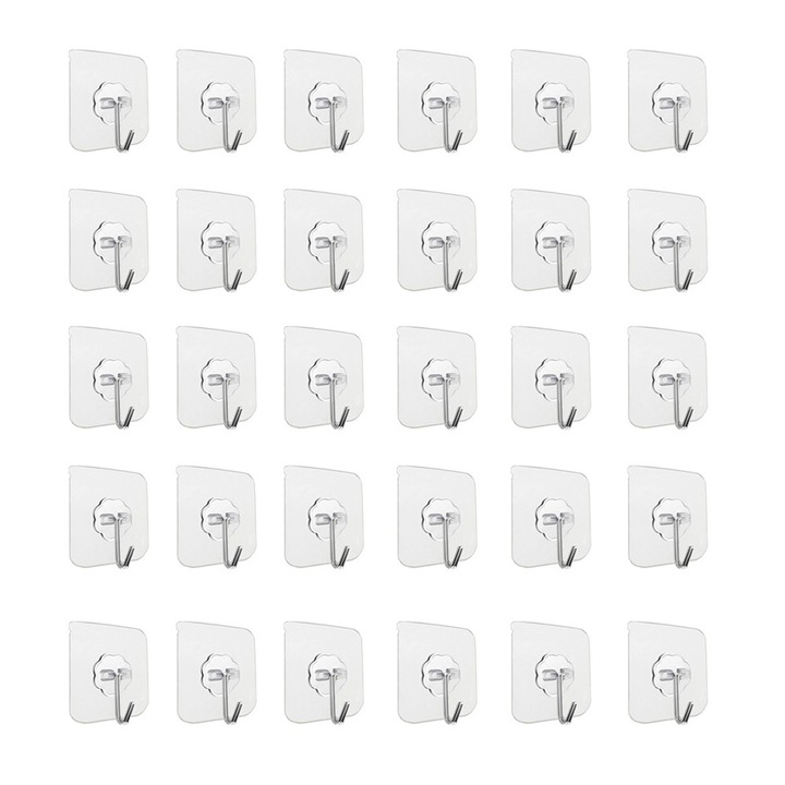 Suporturi de baie, transparent, 30 buc, 6x6cm