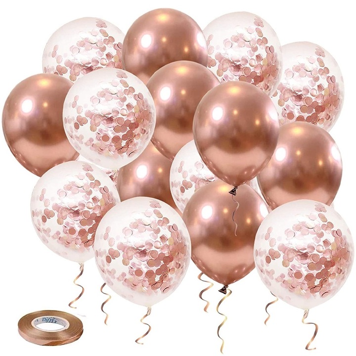 Baloane, 25 buc, latex, 30cm, auriu roz