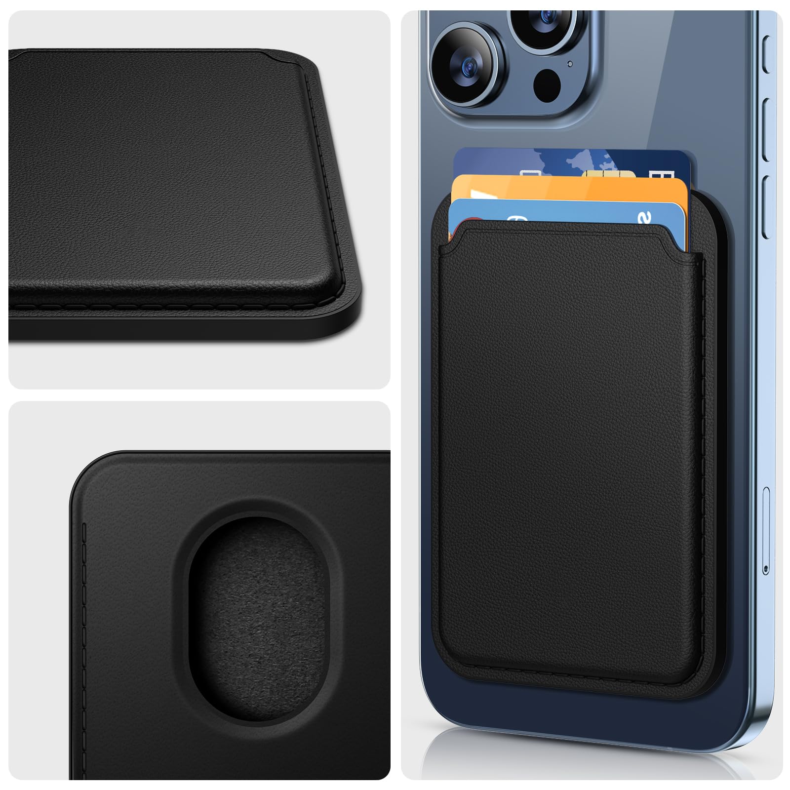 Portofel magnetic card MAONIISHOP, compatibil MagSafe, PU piele