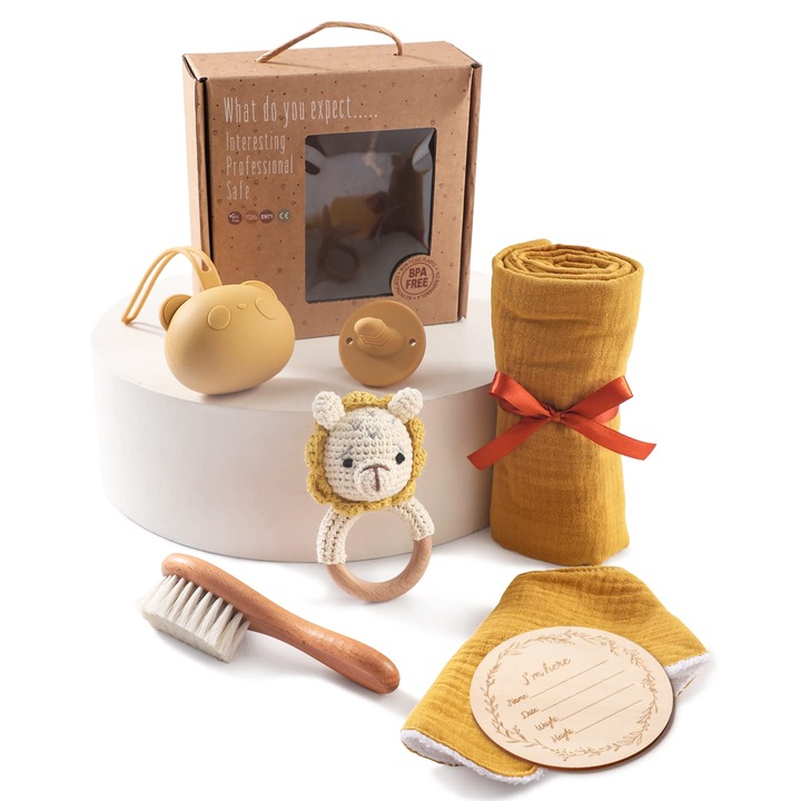 Подаръчен комплект за новородено, MWAOWM, многоцветен, 56x74см