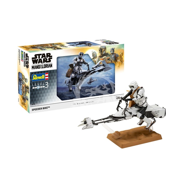 Építési modellautó, Speeder Bike, 1/12 méretarányú, festék és ragasztó nélkül