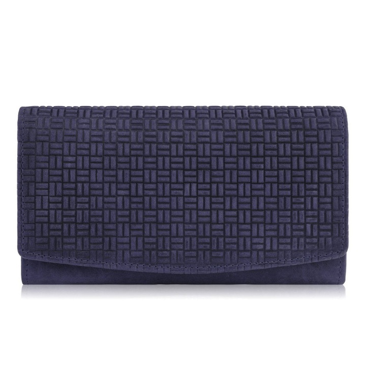 Portofel dama, Paolo Peruzzi, piele, Bleumarin, 10 x 18 x 2.5 cm