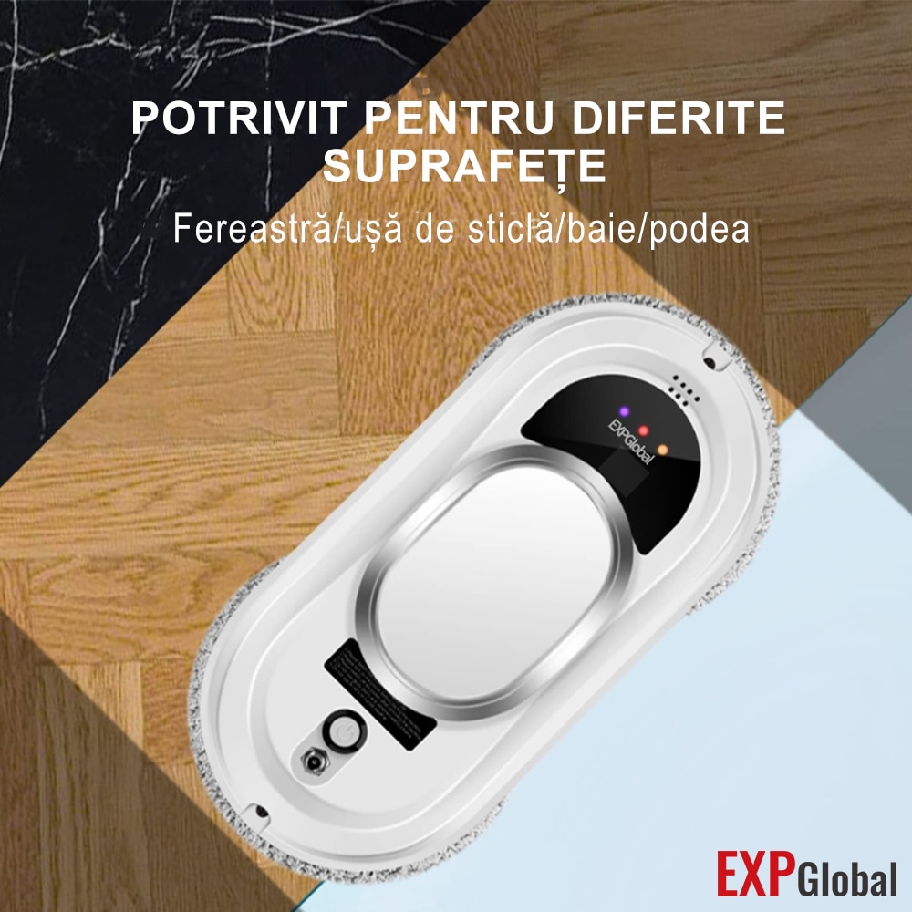 Robot curatare geamuri, Curatator automat inteligent de ferestre, curatare automata a ferestrelor, control al insectelor, 5600 Pa, alb