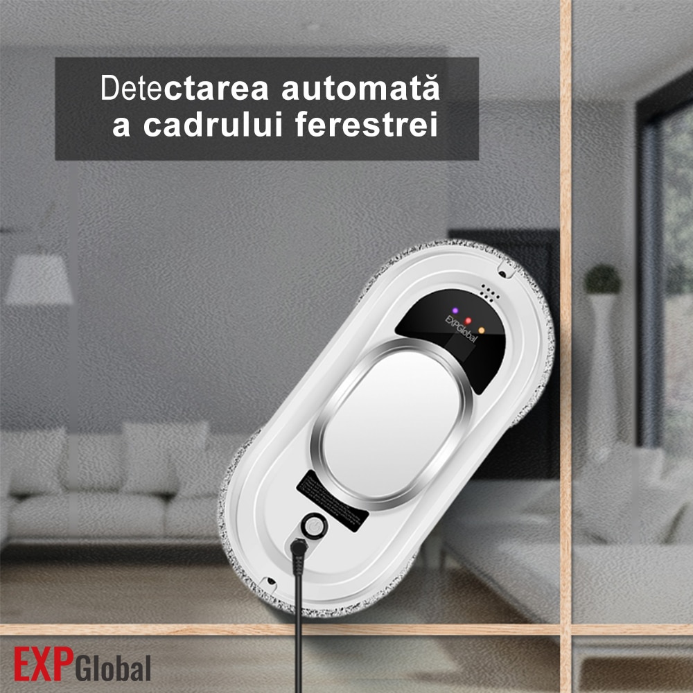 Robot curatare geamuri, Curatator automat inteligent de ferestre, curatare automata a ferestrelor, control al insectelor, 5600 Pa, alb