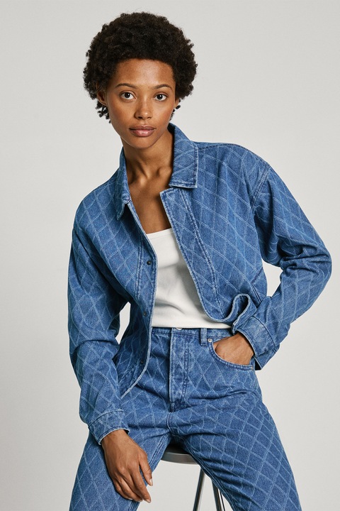 Pepe Jeans London, Kockás normál fazonú dzseki, Kék