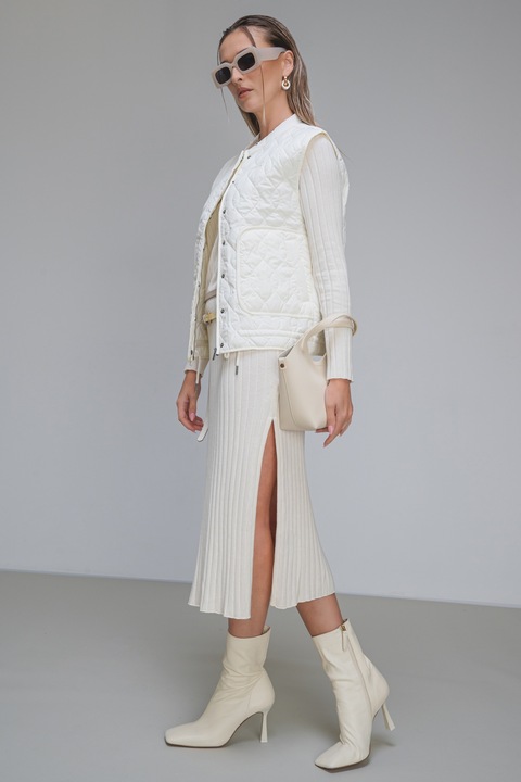 Pepe Jeans London, Vesta matlasata cu buzunare oblice Ali, Alb murdar, S