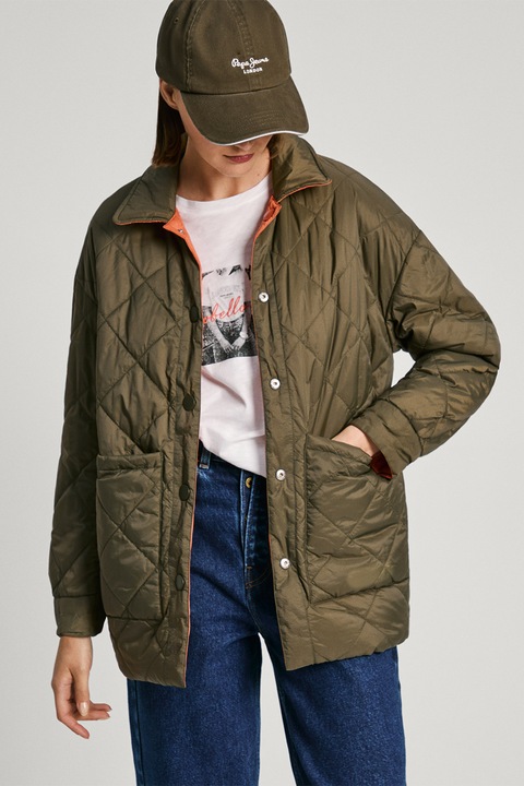 Pepe Jeans London, Geaca matlasata si reversibila, Portocaliu