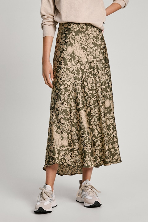 Pepe Jeans London, Szaténszoknya, Khaki/Krémszín, XS