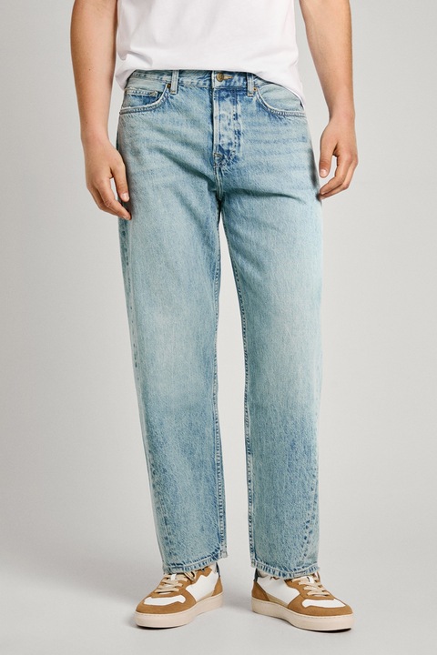 Pepe Jeans London, Straight fit farmernadrág mosott hatással, Világoskék