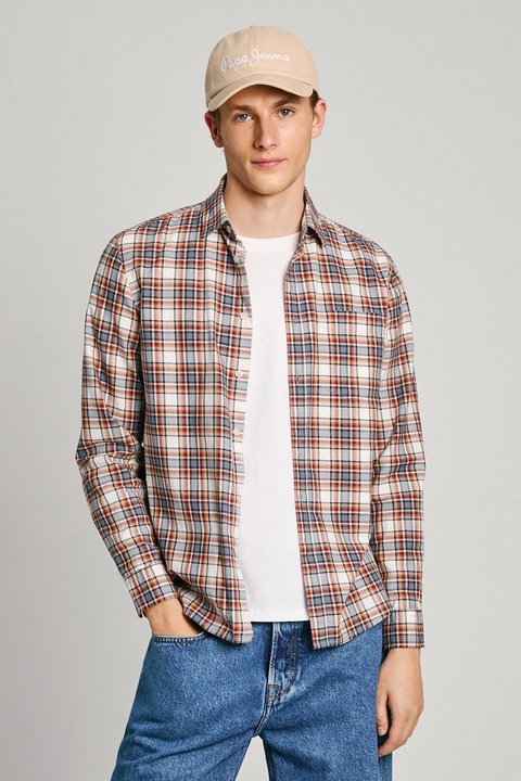 Pepe Jeans London, Kockás pamuting, Fehér/Téglavörös/Világoskék, S