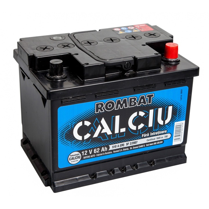Baterie auto Rombat Calciu 62Ah 510A 12V