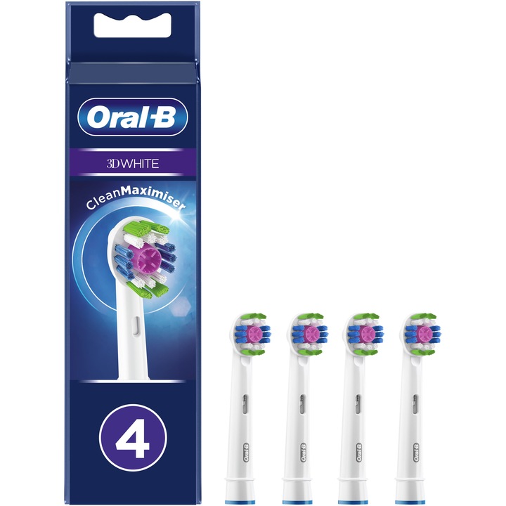 Rezerve periuta de dinti electrica Oral-B 3D White, Tehnologie CleanMaximiser, 4 buc