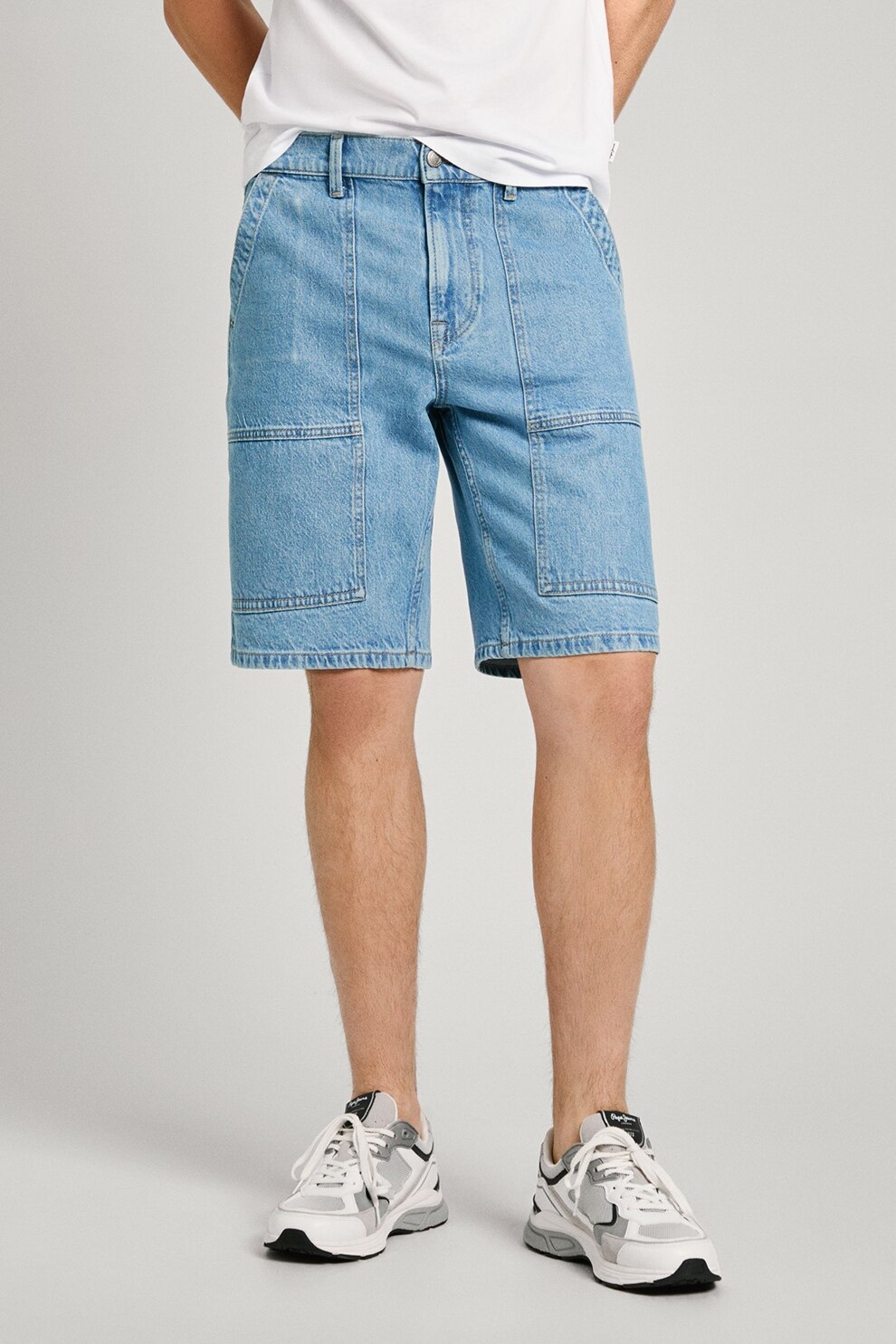 Pepe Jeans London, Bermude din denim relaxed fit, Albastru deschis, 32