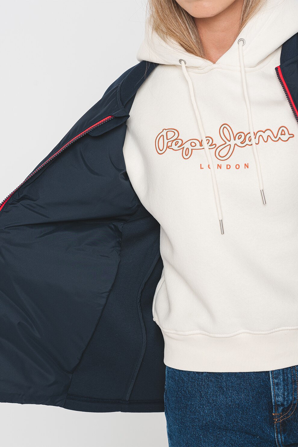 Pepe Jeans London, Jacheta unisex cu logo discret, Bleumarin, S