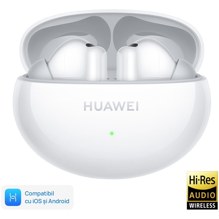 Casti In-Ear Huawei FreeBuds 6i, True Wireless, Hybrid ANC, Bluetooth, White