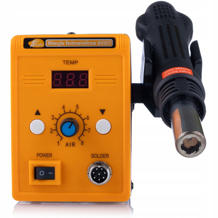 Станция за запояване Rosfix 858D, комплект 3 накрайника, 700W, многоцветна, 15x10x13.8 см