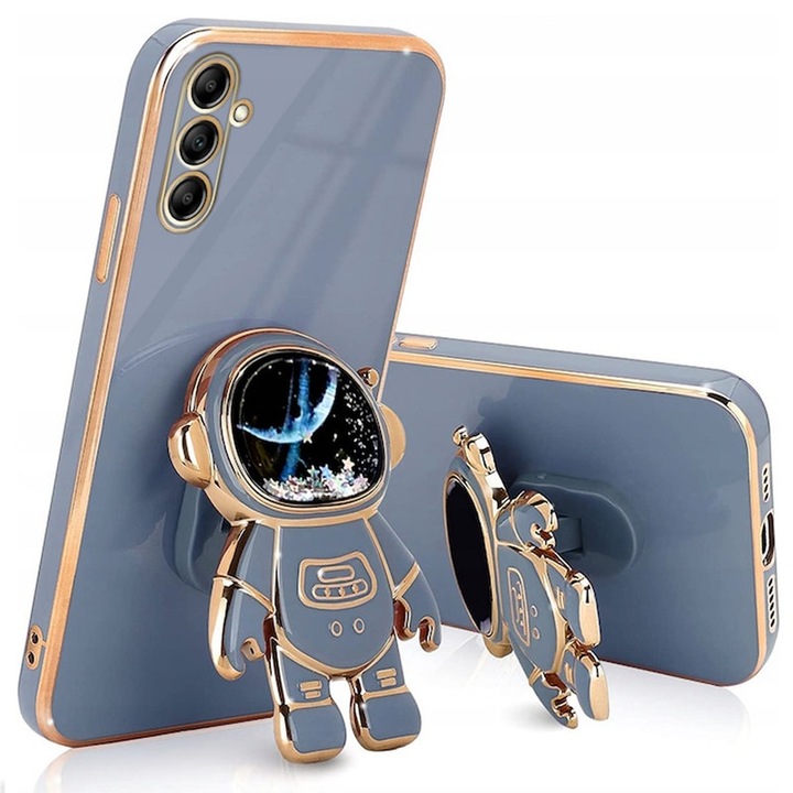 Калъф за телефон, поддръжка за астронавт, силикон, лавандула сив, за Samsung Galaxy A14