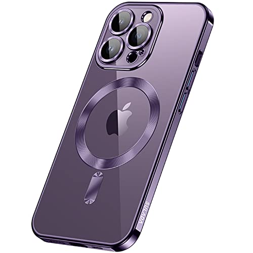Husa De Protectie Pentru iPhone 15 Pro Max, Cu Protectie Camera, Plasa Anti-Praf, MagSafe Super-Puternic, Anti-Ingalbenire, Ultra-Subtire, Antisoc, Margini Complet Acoperite, Transparenta, Mov