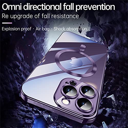 Husa De Protectie Pentru iPhone 15 Pro Max, Cu Protectie Camera, Plasa Anti-Praf, MagSafe Super-Puternic, Anti-Ingalbenire, Ultra-Subtire, Antisoc, Margini Complet Acoperite, Transparenta, Mov