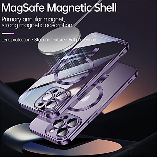 Husa De Protectie Pentru iPhone 15 Pro Max, Cu Protectie Camera, Plasa Anti-Praf, MagSafe Super-Puternic, Anti-Ingalbenire, Ultra-Subtire, Antisoc, Margini Complet Acoperite, Transparenta, Mov