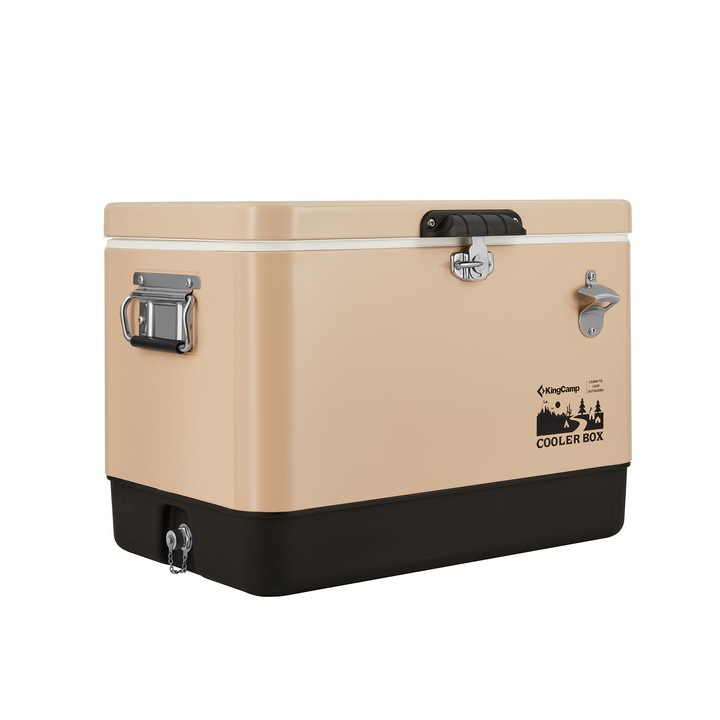 Хладилна кутия, King Camp, Cooler Box, Полипропилен, 51L, 57x38x43cm, 7.8 kg, Бежово/Черен