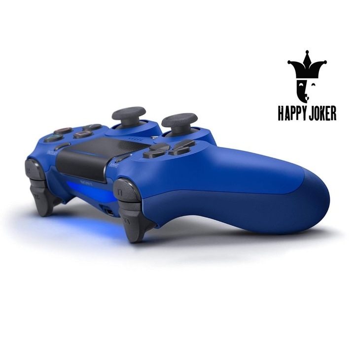 Безжичен контролер PS4, doubleshock I-10, съвместим, PS-TV и PS Now, с вибрации, включено зарядно, син, HAPPY JOKER®