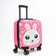 Troler cabina avion, Quasar & Co.®, Model Rabbit, 4 roti duble cu rotatie 360°, maner telescopic, cifru, 44x34x23 cm, ABS, roz/alb