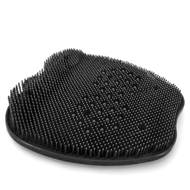 2 az 1-ben lábkefe, zioda smart essentials®, mat-típusú szilikon szivacs fürdőhöz vagy zuhanyozáshoz tisztítással, hámlasztással, masszázzsal, reflexológiával, csúszásgátló funkcióval, 24x26 cm, fekete
